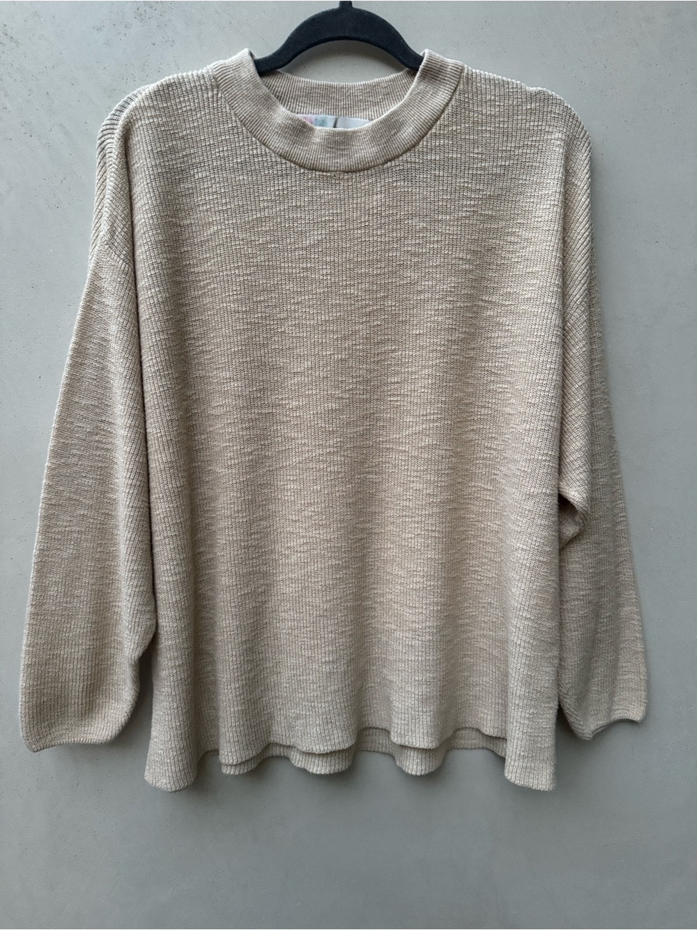 Free People Beach Textured Knit Sweater Cream Oatmeal Oversized XS